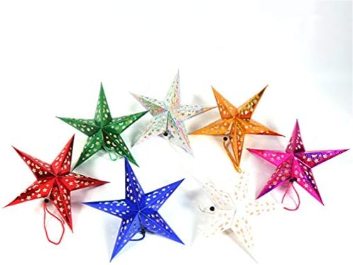 Happyyami natal suspenso papel lanterna estrela lanterna 3d papel estrela pentagrama abajur 30 cm de papel star shade clara para a festa de casamento de Natal de Natal