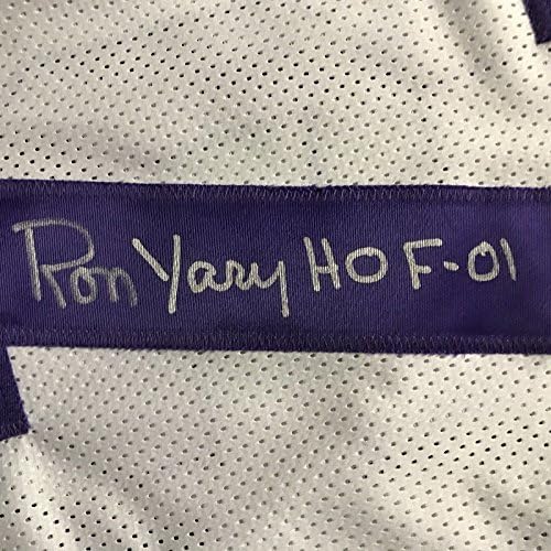 Autografado/assinado Ron Yary Hof 01 Minnesota White Football Jersey JSA CoA