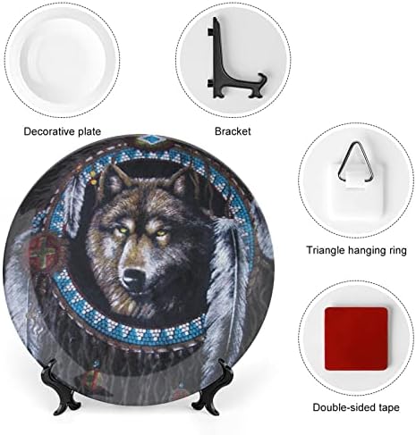 Placa decorativa de Wolfceramic Indian nativo com stand Plate Home de China Custom para casa cozinha da sala de estar em casa