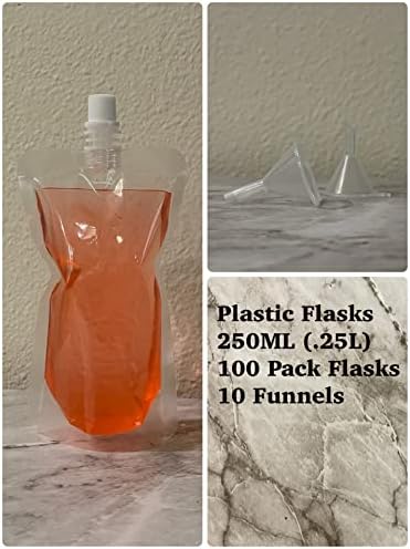 Flass de plástico de 250 ml com funil