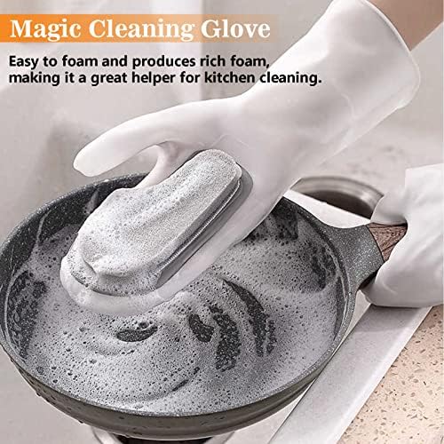 Yiwanda Multifuncional Magic Brush Cleaning Glove Discidir luvas de limpeza de escova mágica luvas de esponja de função dupla para limpeza e lavagem doméstica eficientes