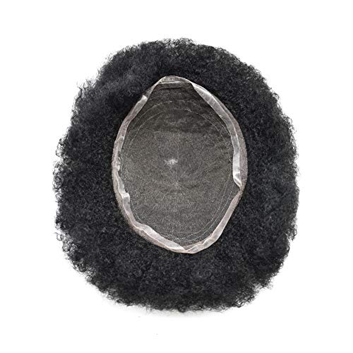 Afro Toupee Curly Toupe para homens de reposição de cabelo negros todos os sistemas de renda suíça masculino de cabelo humano de cabelo humano Homem de cabelo de teceamento de cabelo Promesia