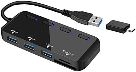Hub USB 3.0 Hub multi USB Hub com SD/Micro SD Card Reader, 3 portas Splitter USB para laptop, PC, Surface Pro, Mac, com