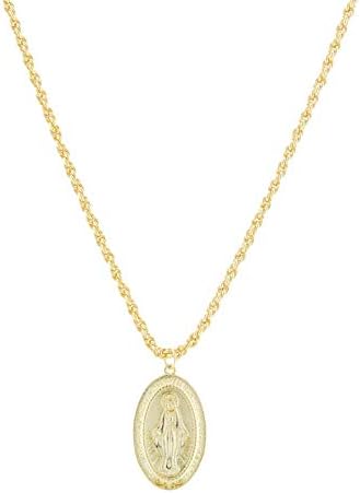 Colar de 18k Gold Virgin Mary - colar de medalhão - colar de moedas de medalha milagrosa para mulheres de colar religioso