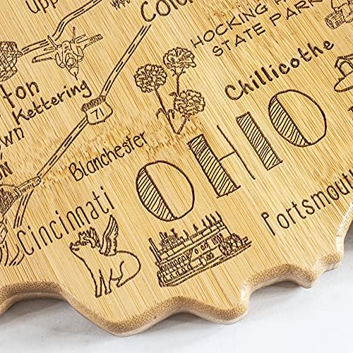 Totalmente Destino de Bambu O estado de ohio em forma de serviço e tábua de cortar, inclui tela de pendurar para exibição