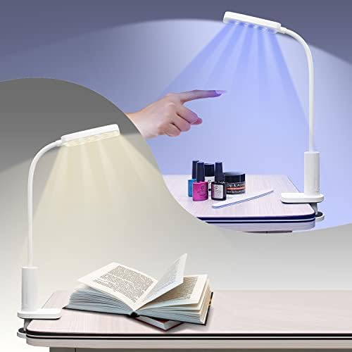 Wenxintek 2 em 1 LED UV UNIL LAMPER, Luz de cura flash flexível com pescoço de ganso e grampo, secador de unhas para gel acrílico