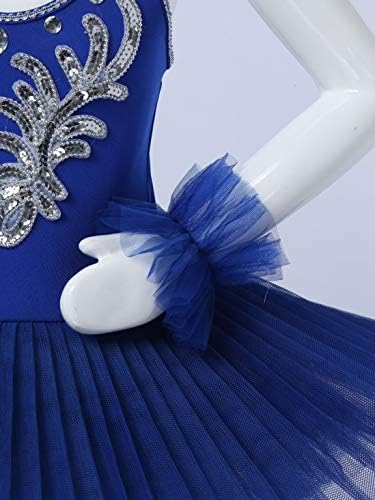 FeShow Girls Sparkle Ballet Dress Swan Dance Trajes Tutu Salia com luvas longas e clipe de cabelo