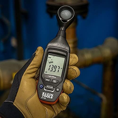 Klein Tools ET130 Medidor de luz digital e termômetro infravermelho IR1, a pistola de laser digital não tem contato com uma faixa de temperatura -4 a 752 graus Fahrenheit