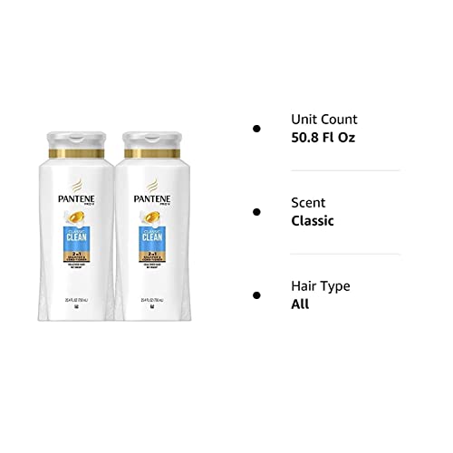 Pentene 2-em-1 Shampoo e condicionador Twin Pack com conjunto de tratamento para cabelo, limpeza clássica, 1 conjunto