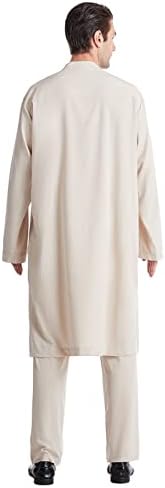 Summer Mens Cirtista masculina Button do meio do bolso Pocket Muslim Robe Troushers Duas peças