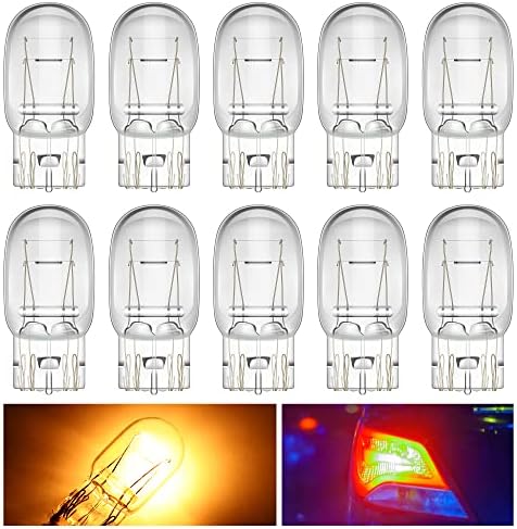 Meonum 7443 lâmpada, lâmpada de freio de 10 pcs para corrida diurna, T20 Automotive Reverse/Strobe Brake/Tail/Backup/Estacionamento/Luz