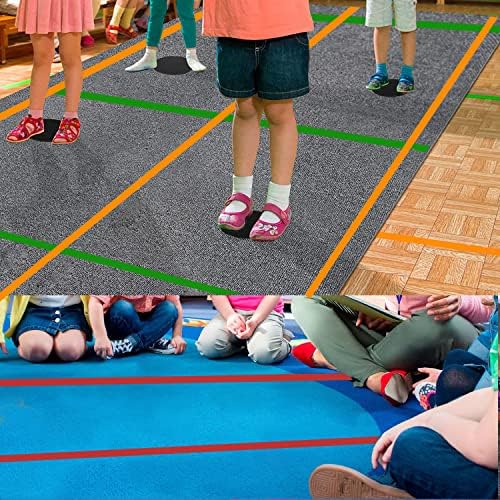 Unixing 8 rolos tiras de marcador de carpetes de 210 pés para a sala de aula de nylon tiras de carpete manchas de carpete tiras de carpete de chão marcadores para professores, escritório, distanciamento social