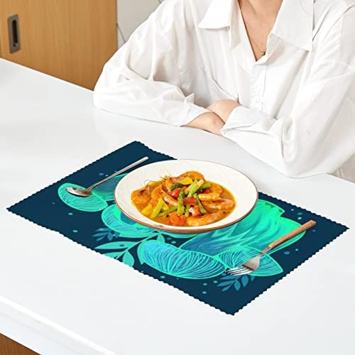 Placemats fluorescentes de cogumelos para mesa de jantar, tapetes sazonais da primavera Conjunto de tapetes de mesa