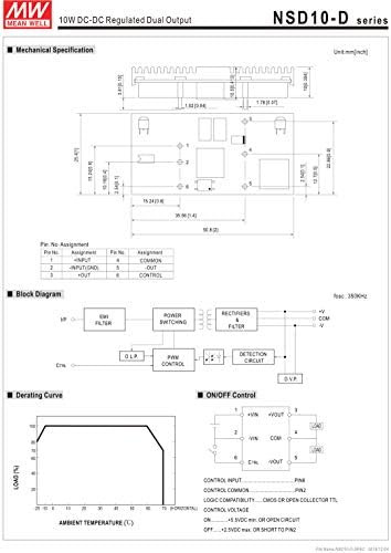 Poço médio NSD10-48S12-/+12V 0,42A 10,08W DC-DC Dual Saída Dual DC/DC Converter