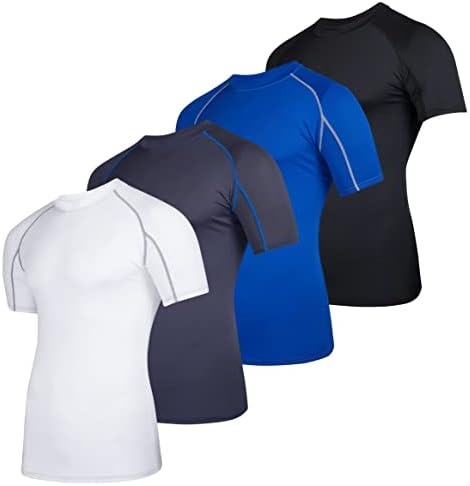4 pacote: camisa de compressão curta de manga curta