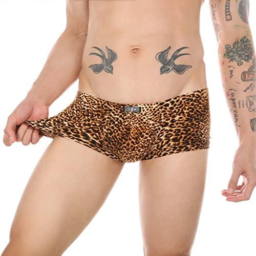 Mens cuecas cuecas baixas de cintura sexy estampestas de leopardo calças férias estampa de praia de praia listrada macacão homens macios