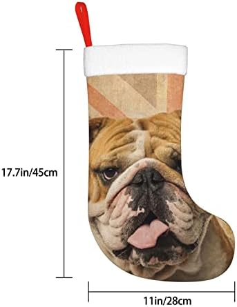 Aunstern Christmas meias inglês Bulldog Vintage UK Flag de lareira de dupla face pendurada meias penduradas