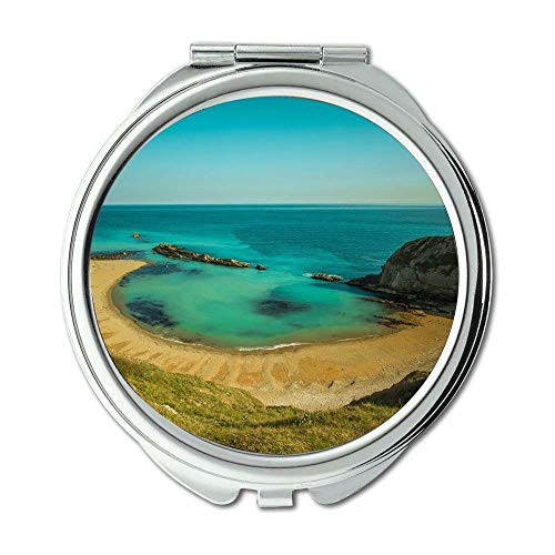 Espelho, espelho compacto, costa de penhascos de praia, espelho de bolso, espelho portátil