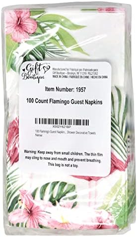 100 guardanapos de hóspedes de flamingo rosa 3 Palinhas de papel descartáveis ​​pacote de verão tropical piscina de flamingos luau guardana