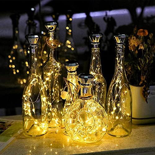 Ostritec 2023 Atualizado 8 Pack Solar Wine Bottle Lights, 20 luzes de fadas LED com luzes solares de cortiça ao ar livre de garrafa à prova d'água, para decoração de festa de presente do dia dos namorados de casamento