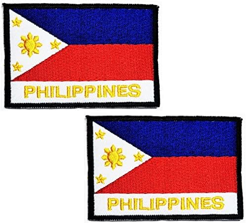 Kleenplus 2pcs. 1,7x2,6 polegada. Philippines sinaliza patches nacionais bandeira nacional country tática militar bordada Aplique