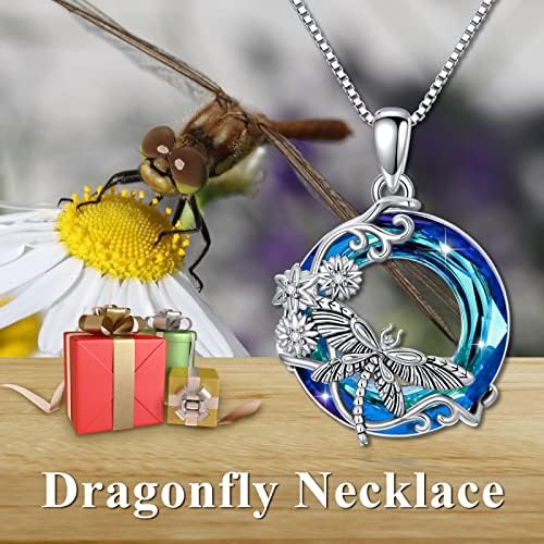 Presentes de libélula de potpyy para mulheres S925 Sterling Silver Dragonfly Pingente Colar com Crystal Brighton Jewelry