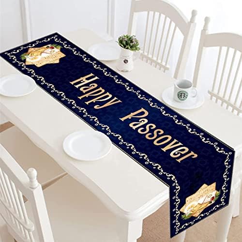 Xinyidl Happy Passover Table Runner, 14 '' x 71''''Polyester Blend Classic Table Runners para Jewish Holiday Holiday Dining Table