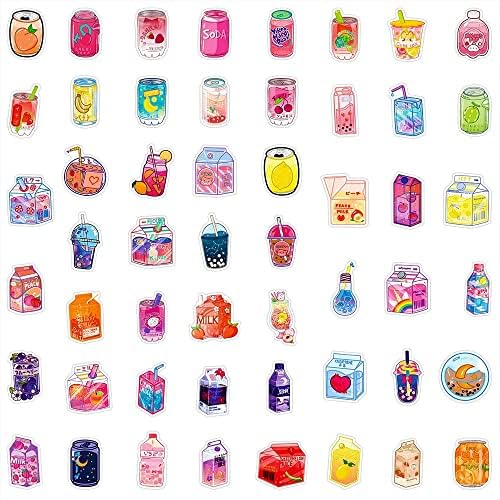 Adesivos fofos de bebida 102 folhas de desenho animado kawaii adesivos de chá bolhas adesivos para garrafa de água skate