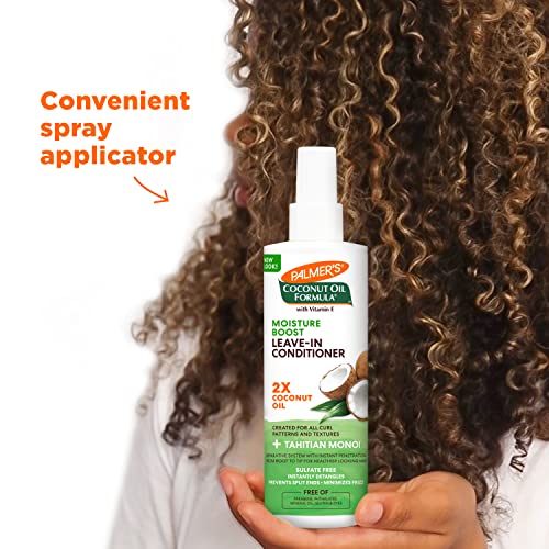 A fórmula de óleo de coco de Palmer aumenta o spray do condicionador, hidratar e fortalecer cabelos texturizados e encaracolados,