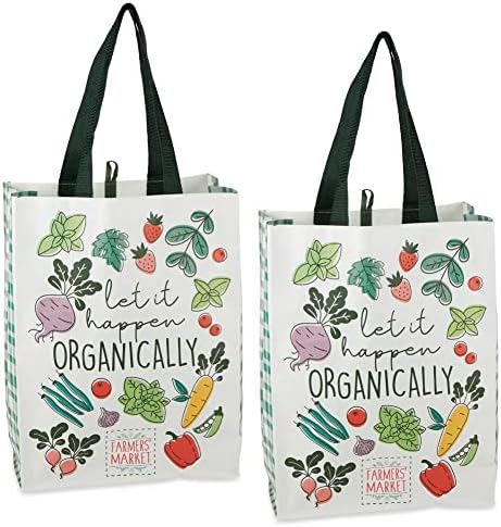 Totas reutilizáveis ​​do mercado de agricultores de vegetais, conjunto de 2 bolsas de supermercado reutilizáveis ​​Totas