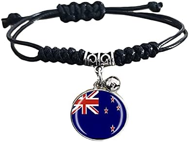 Bandeira da Nova Zelândia pulseira trançada de nylon de nylon de nylon, pulseira de pulseira de pulseira, pulseira de moda feita à mão para o presente do homem e mulher especial