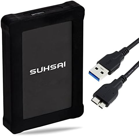 Suhsai Rugged 250 GB de disco rígido externo portátil HDD de 2,5 ”de armazenamento de backup com USB 3.0 alta velocidade até 6
