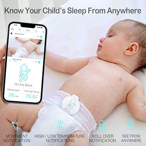 Monitor de bebê Smart-U Smart Baby 3+Câmera, áudio, Video Baby Monitor que o notifica sem movimento abdominal, capotagem, temperaturas altas/baixas, movimento detectado, com visão noturna, palestra bidirecional, verde