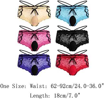 ABAFIP MENS Sissy Lace Panties Strappy Hollow Floral Bowknot Canche Boxer Briefs íntimos de roupas íntimas veem através