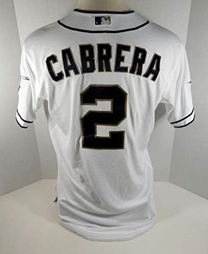 2014 San Diego Padres Everth Cabrera 2 Jogo emitiu White Jersey JC Patch P0049 - Jogo usada MLB Jerseys