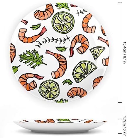 Camarão e camarão engraçado China de placa decorativa Placas de cerâmica redonda Craft With Display Stand for Home