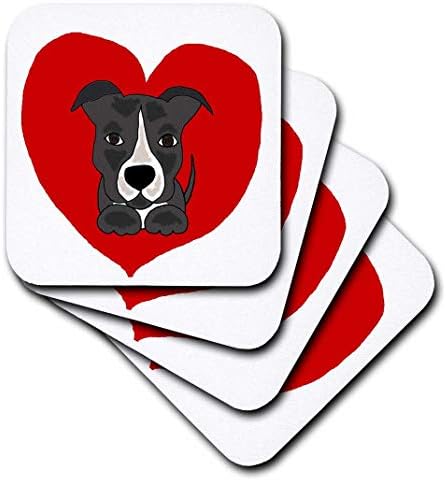3drose cst_201822_1 divertido cinza e branco pitbull cachorrinho e um coração vermelho adoram montanhas -russas macias