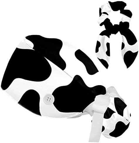 Chapéu bufante de impressão de vaca ajustável com botões de limpeza