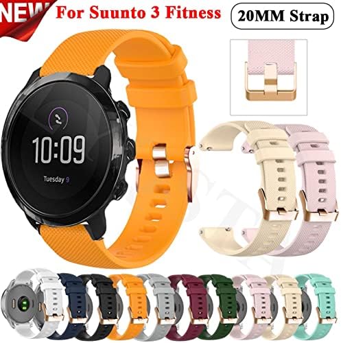 Wikuna Substituição Banda de vigia para Suunto 3 Fitness Silicole Bracelet Sport Strap para Sunto 3 Fitness Smart Watch 20mm Strap