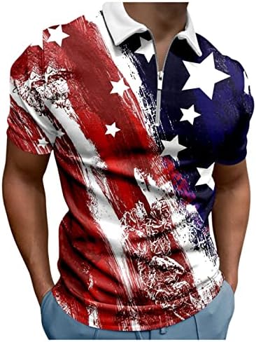 Ruiruilico Mens American Flag Polo Camisetas 4 de julho Camisetas patrióticas de verão Casual impressões 3D Mangas curtas