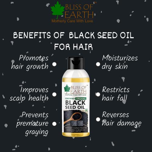 Bliss of Earth Certified Organic Black Seed Oil | Óleo Kalonji | 2x100gm | Impulsionador do sistema imunológico |
