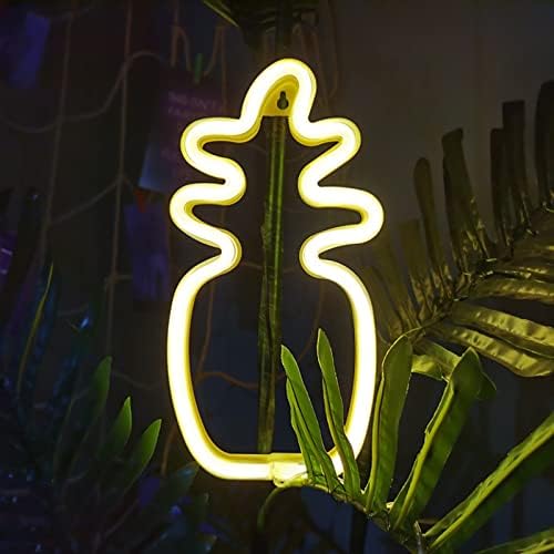 CAKINA GIG BAR 4 LED PINEAPPLE NEON SIGNS DE decoração noite luz quente decoração de parede branca sinais de luz neon bateria usb para decoração de quarto bastão de jardim em decorações