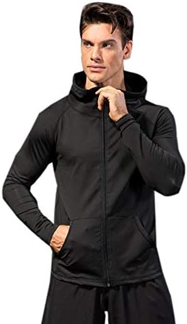 Elongollin Mens Gym Zip Hoodie Sorto Sweatout Fisicultura Músculo Slim Jaqueta