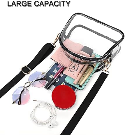 Bolsa clara de Loxomu para mulheres estádium, bolsa de crossbody clara e fofa com 2 tira ajustável, bolsa clara para concertos esportes