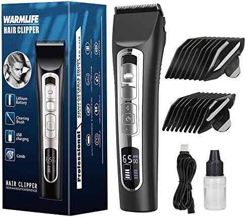 Amarração de cabelo de vida quente para homens profissionais, kit de corte de homens elétricos, aparador de cabelo premium com tela LED, 3 velocidades, 4 acessórios de pente, x6-silver