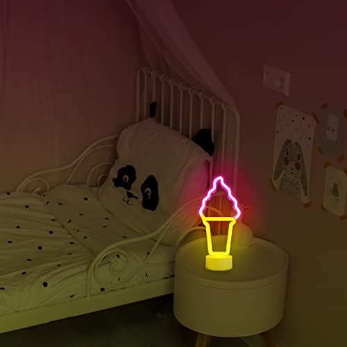 Ice Cream Néon Sign, Luzes de neon de sorvete para decorações de quartos, bateria/sorvete usbum em forma de luz noturna com