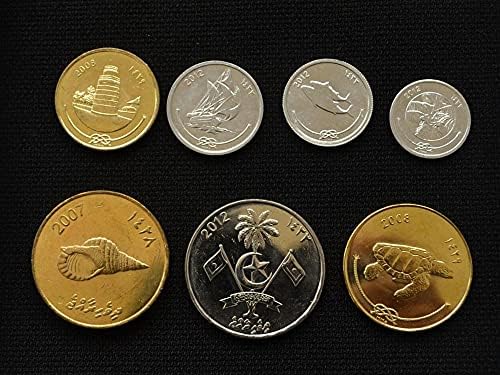 Conjunto de moedas das Maldivas de 7 conjuntos de moedas asiáticas