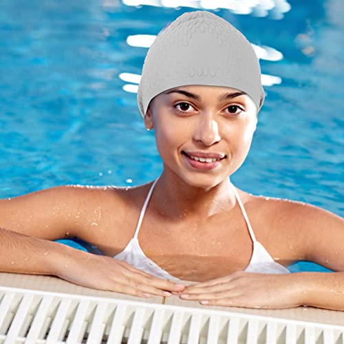 Chapéu de chapéu de natação de tampa de silicone obuyke feminino boné de natação unissex touca de banho confortável tampa de água gotas