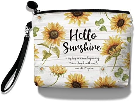 Hglian Daisy Flower Travel Bag de maquiagem Inspirational Cosmetic Organizador de bolsa de zíper fofa para a bolsa Presentes de aniversário