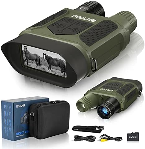 Esslnb Night Vision Binoculars 400m/1300 pés para de escuridão completa 7x31mm Óculos de visão noturna com 32g de cartão